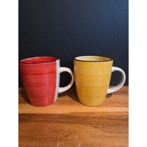Gibson Home Swirl Coffee Mug Set Of 2 Green & Yellow